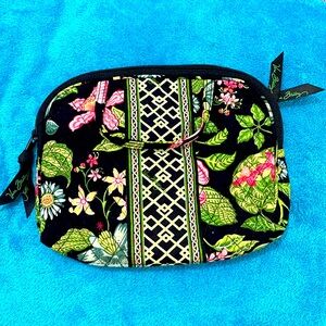 Vera Bradley Black and Green Floral Cosmetic Bag